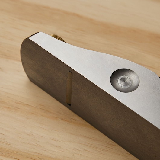 Closeup of Dimple for thumb / finger feature of Number 9 and half sweetheart block plane.