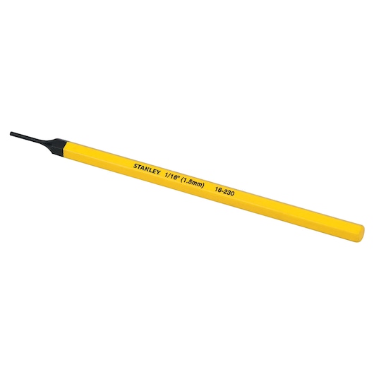 Profile of 1 sixteenth inch by 6 inch pin punch.