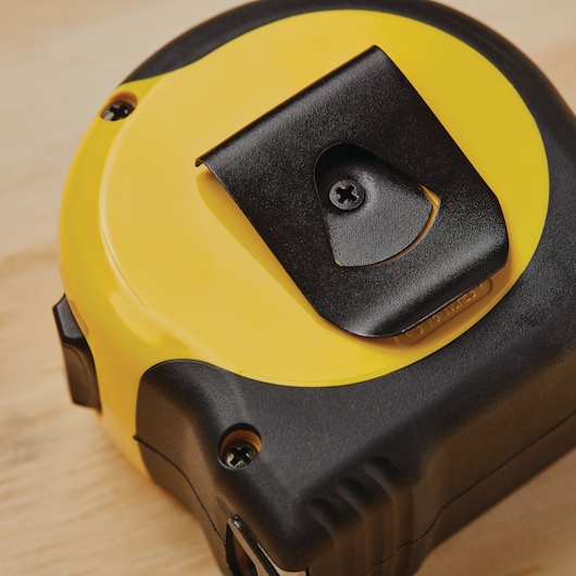 Belt clip feature of 25 foot FATMAX classic tape measure.