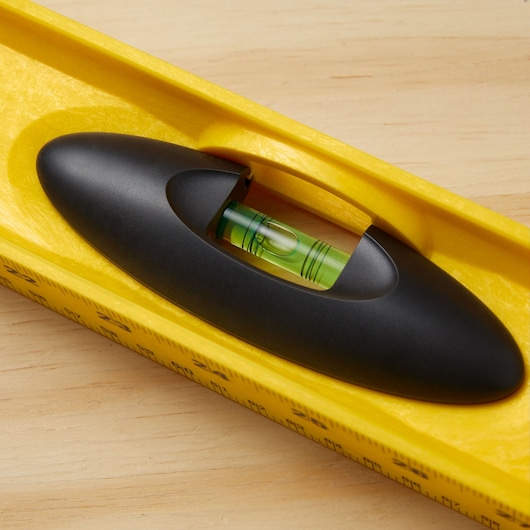 Center vial feature of 48 inch high impact a b s I beam level.