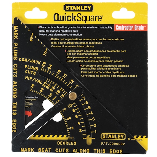 Premium adjustable quick square in cardboard packaging.