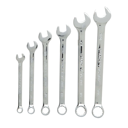 6 piece Combination Wrench S A E Set.
