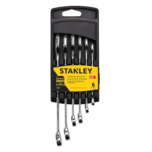 6 piece Combination Wrench S A E Set in packaging.