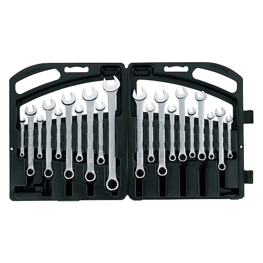 20 piece Combination Wrench Set in plastic storage case.