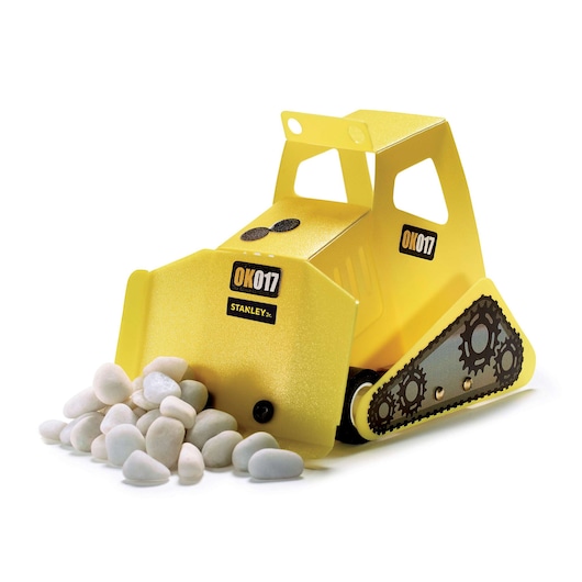 Stanley junior wooden DIY kit bulldozer assembled.