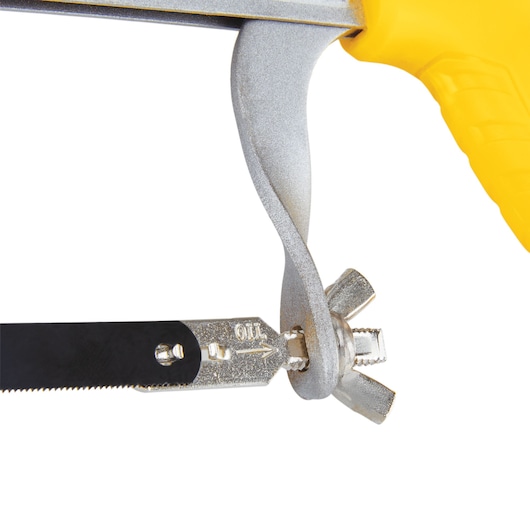 Durable metal frame feature of Adjustable Hacksaw.