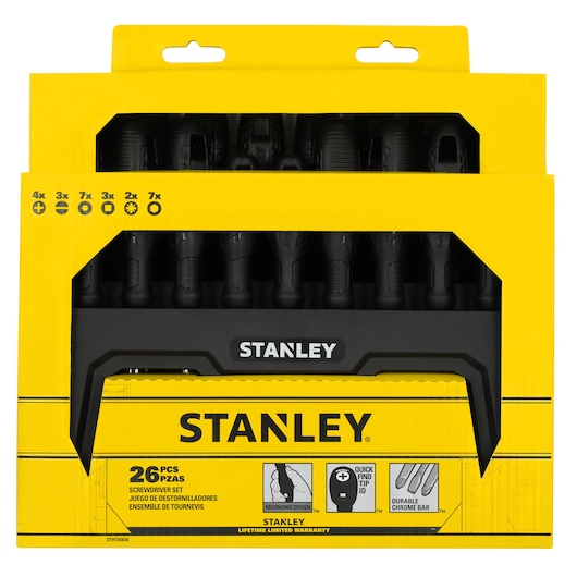 Stanley screwdrivers STHT60836 26pc Screwdriver Set (in Stand) in packaging image.