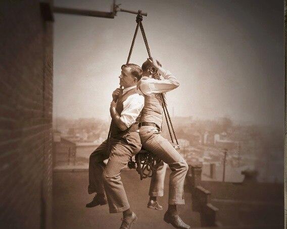 Classic image of former construction employees